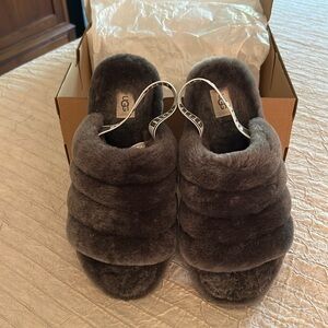 UGG Women's Plush Charcoal Slippers